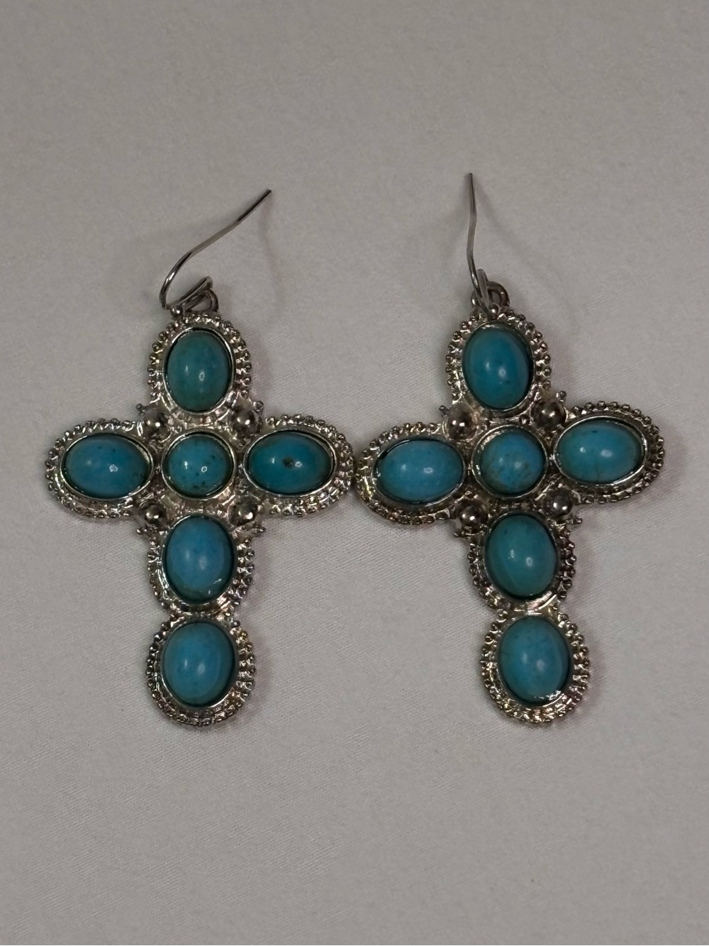 Source Unknown Turquoise Cross Drop Earrings
